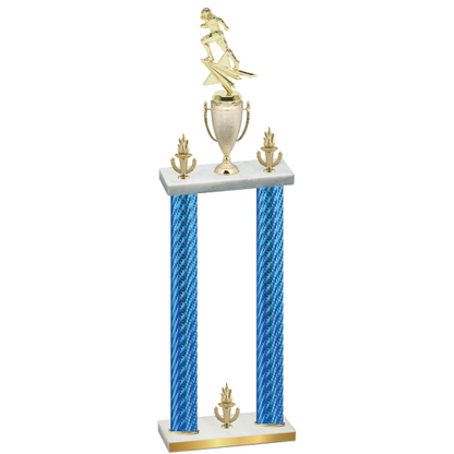 Double Blue Carbon Fiber Victory Football Trophy