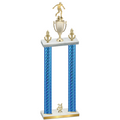 Double Blue Carbon Fiber Year Soccer Trophy