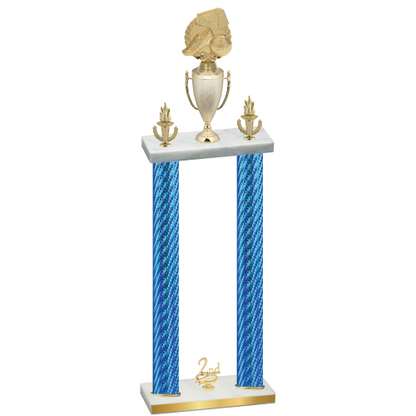 Double Blue Carbon Fiber Second Place Soccer Trophy