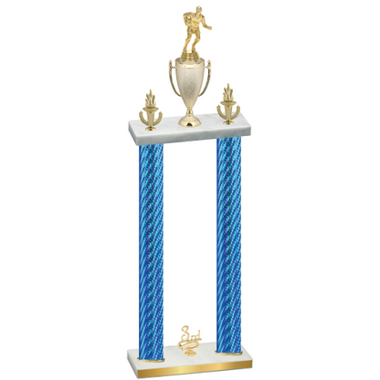 Double Blue Carbon Fiber Third Place Rugby Trophy
