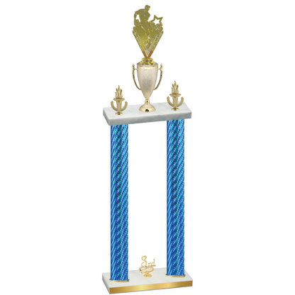 Double Blue Carbon Fiber Third Place Rugby Trophy