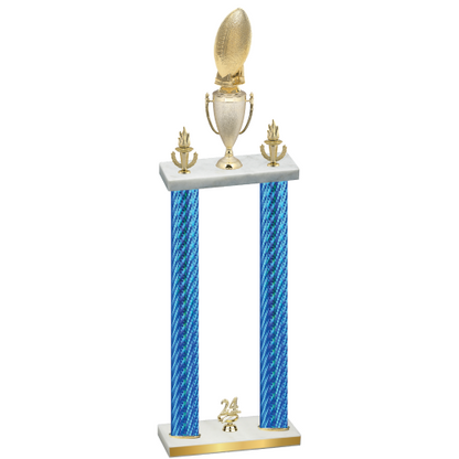 Double Blue Carbon Fiber Year Football Trophy