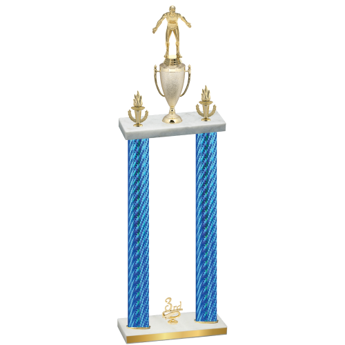 Double Blue Carbon Fiber Third Place Wrestling Trophy