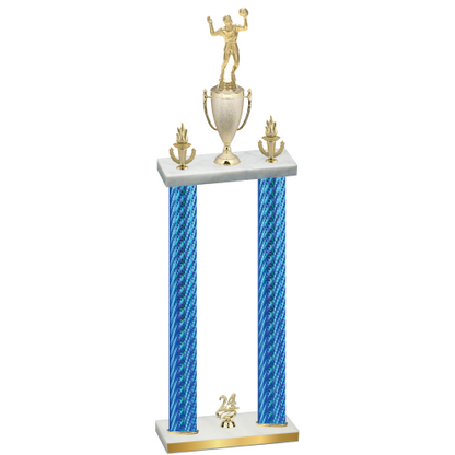 Double Blue Carbon Fiber Year Volleyball Trophy