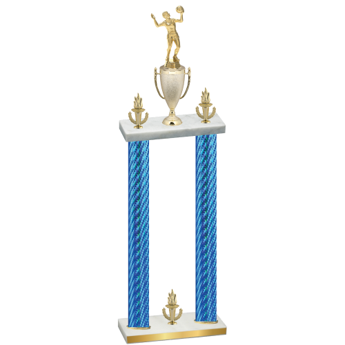 Double Blue Carbon Fiber Victory Volleyball Trophy