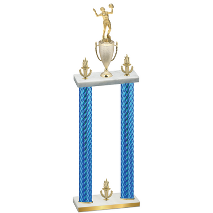 Double Blue Carbon Fiber Victory Volleyball Trophy