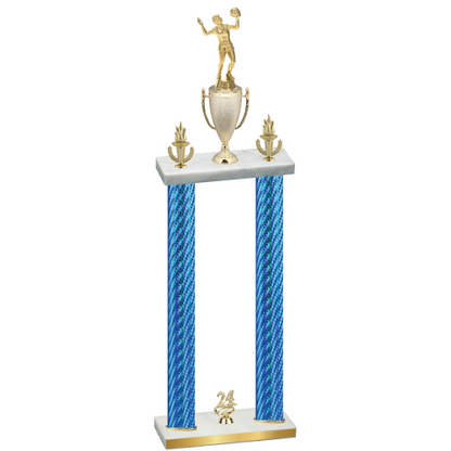 Double Blue Carbon Fiber Year Volleyball Trophy