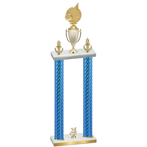 Double Blue Carbon Fiber Year Volleyball Trophy