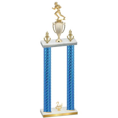 Double Blue Carbon Fiber Second Place Football Trophy