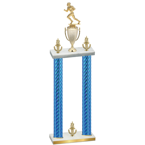 Double Blue Carbon Fiber Victory Football Trophy