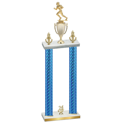 Double Blue Carbon Fiber Year Football Trophy