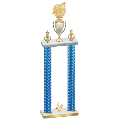 Double Blue Carbon Fiber Fourth Place Swimming Trophy