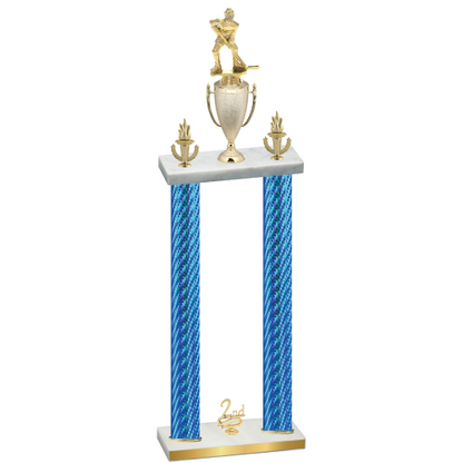 Double Blue Carbon Fiber Second Place Hockey Trophy
