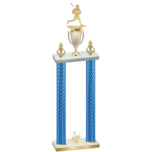 Double Blue Carbon Fiber Third Place Lacrosse Trophy