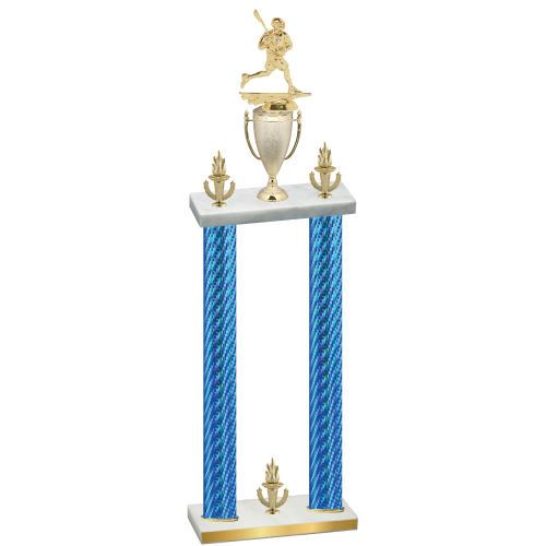 Double Blue Carbon Fiber Victory Lacrosse Trophy