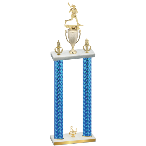 Double Blue Carbon Fiber Third Place Lacrosse Trophy