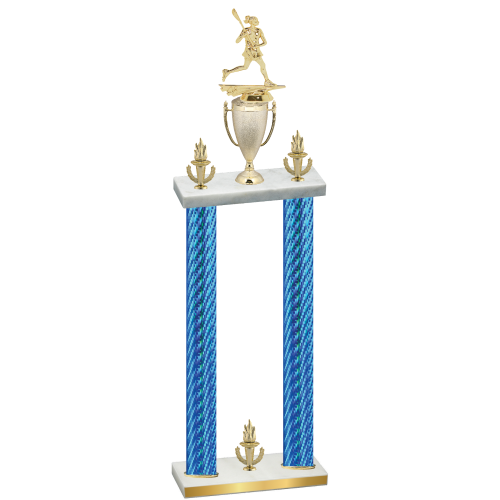 Double Blue Carbon Fiber Victory Lacrosse Trophy