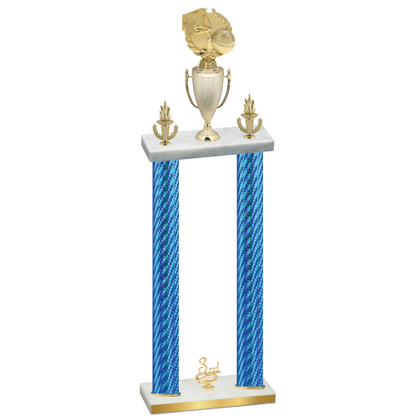 Double Blue Carbon Fiber Third Place Basketball Trophy