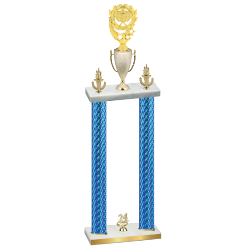 Double Blue Carbon Fiber Year Pickleball Trophy