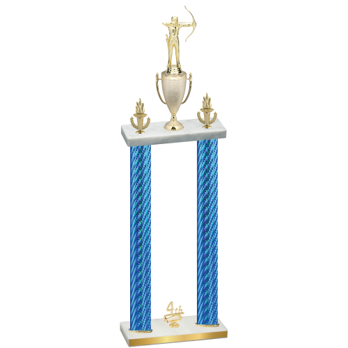 Double Blue Carbon Fiber Fourth Place Archery Trophy