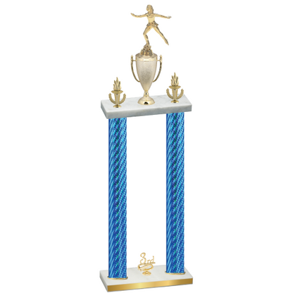 Double Blue Carbon Fiber Third Place Skater Trophy