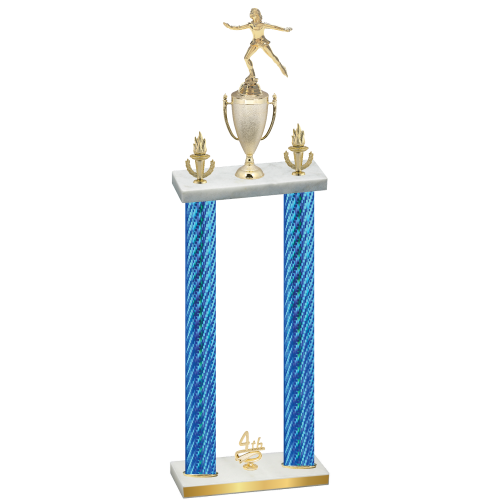 Double Blue Carbon Fiber Fourth Place Skater Trophy