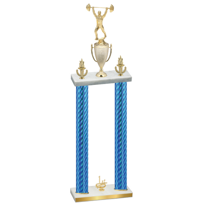 Double Blue Carbon Fiber First Place Weights Trophy