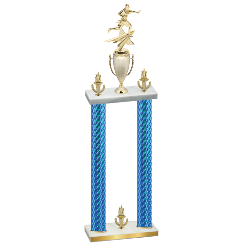 Double Blue Carbon Fiber Victory Flag Football Trophy