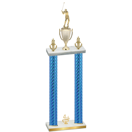 Double Blue Carbon Fiber Fourth Place Golf Trophy
