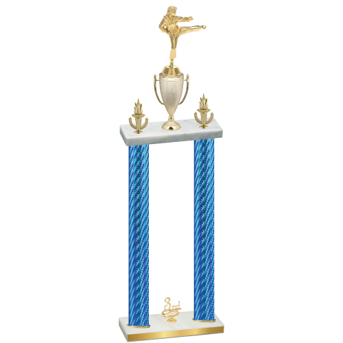 Double Blue Carbon Fiber Third Place Karate Trophy