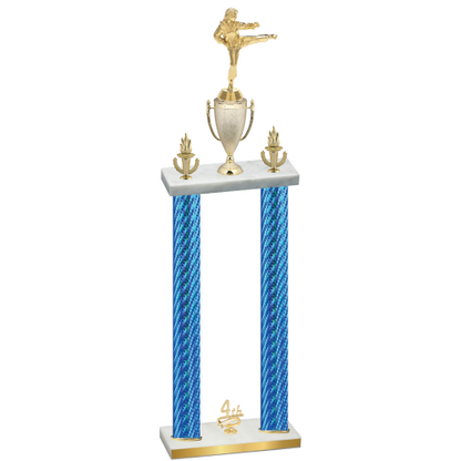 Double Blue Carbon Fiber Fourth Place Karate Trophy