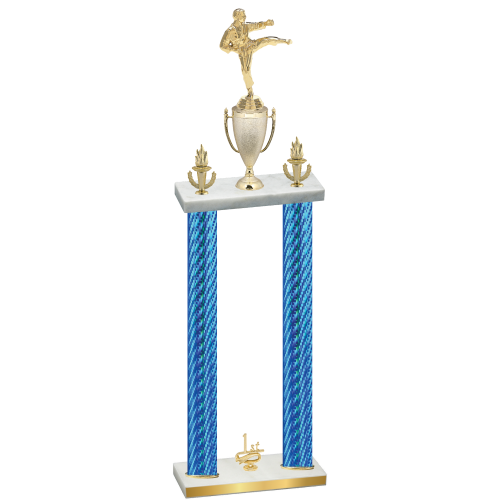 Double Blue Carbon Fiber First Place Karate Trophy