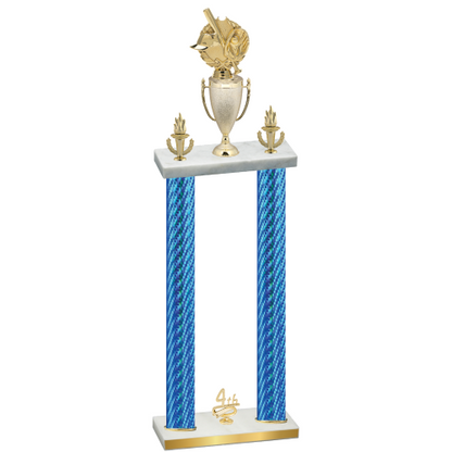 Double Blue Carbon Fiber Fourth Place Baseball Trophy
