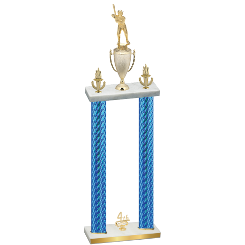 Double Blue Carbon Fiber Fourth Place Baseball Trophy