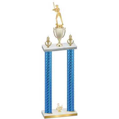 Double Blue Carbon Fiber Third Place Softball Trophy