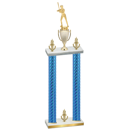 Double Blue Carbon Fiber Victory Softball Trophy
