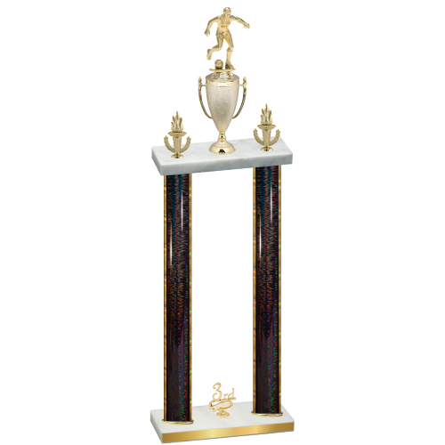 Double Black Glacier Third Place Soccer Trophy