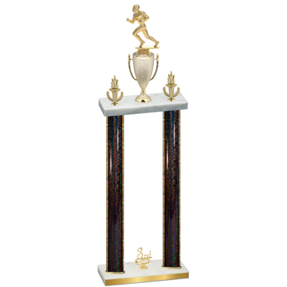 Double Black Glacier Third Place Football Trophy