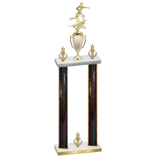 Double Black Glacier Victory Flag Football Trophy