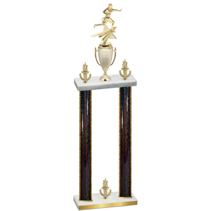 Double Black Glacier Victory Flag Football Trophy