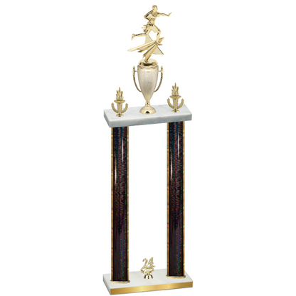 Double Black Glacier Year Flag Football Trophy