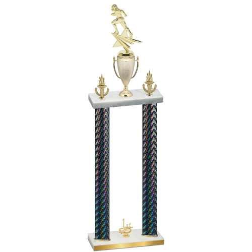 Double Black Carbon Fiber First Place Football Trophy