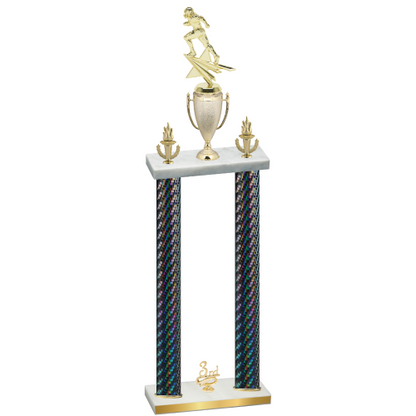 Double Black Carbon Fiber Third Place Football Trophy