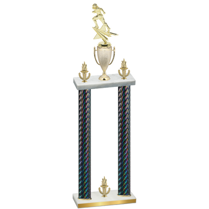 Double Black Carbon Fiber Victory Football Trophy