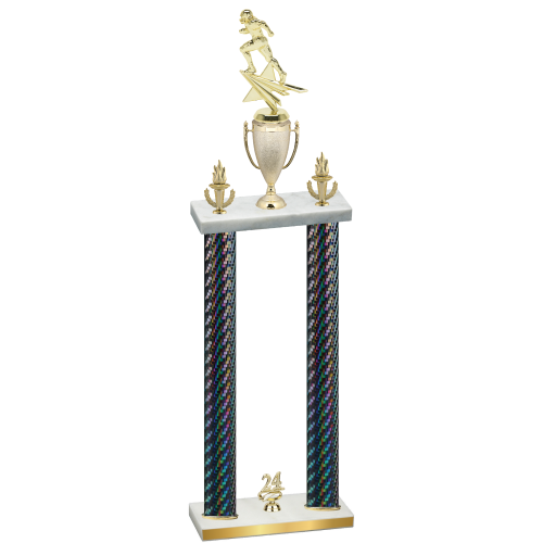 Double Black Carbon Fiber Year Football Trophy