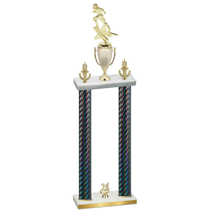 Double Black Carbon Fiber Year Football Trophy