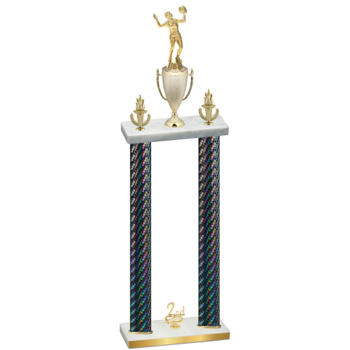 Double Black Carbon Fiber Second Place Volleyball Trophy