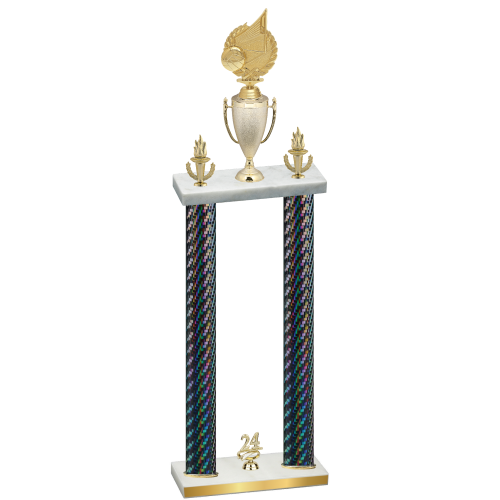 Double Black Carbon Fiber Year Volleyball Trophy