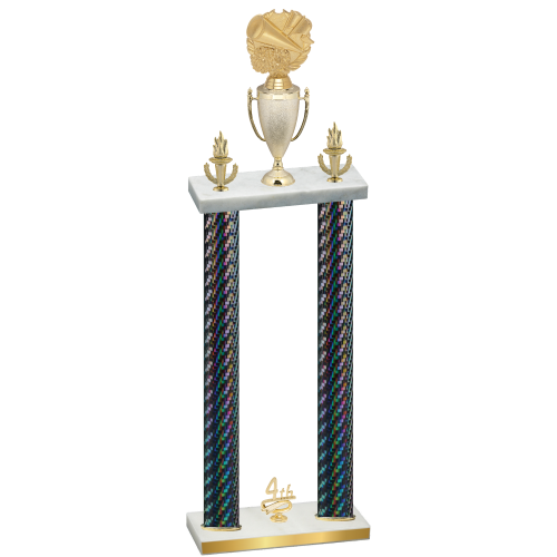 Double Black Carbon Fiber Fourth Place Cheerleading Trophy