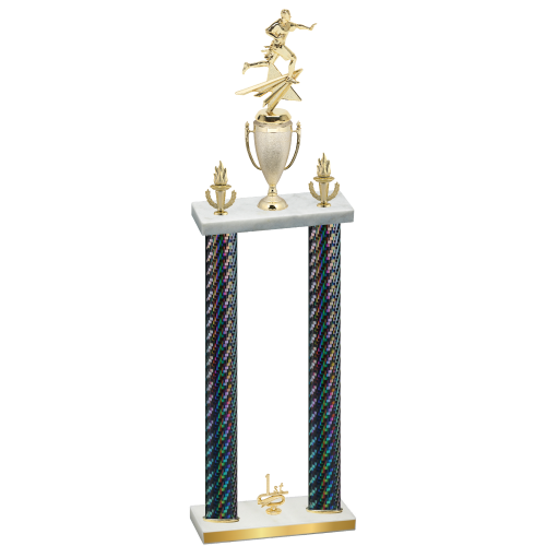 Double Black Carbon Fiber First Place Flag Football Trophy